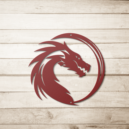 Dragon Head Silhouette Metal Signs, Medieval wall art