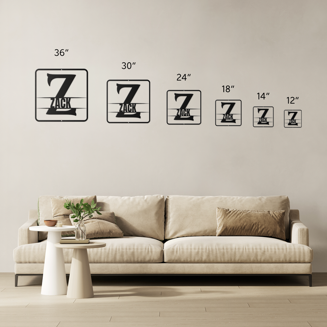 Custom Metal Wall Art - Personalized Initial Sign Z monogram - Tailored Wall Expressions