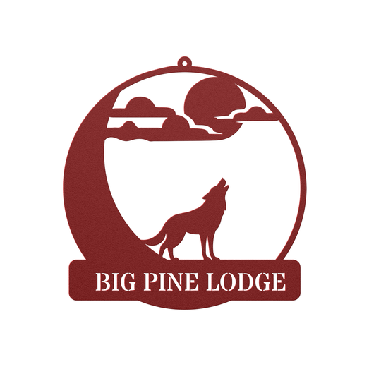 Custom Metal Wolf Sign - Rustic Outdoor Decor