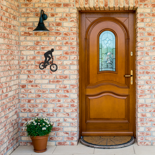 Die-Cut Metal Signs with bike image