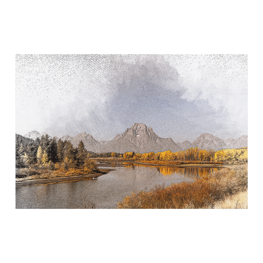 Poster: 36x24 Pencil Drawing Style Tetons Wall Art AnywherePOD