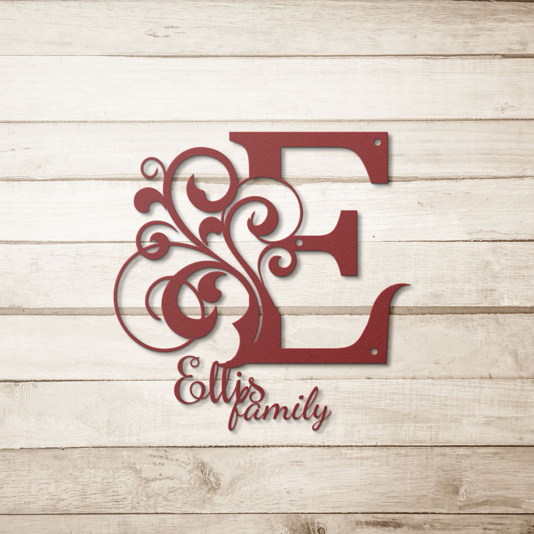 E monogram Personalized Metal Sign - Family Name Wall Art