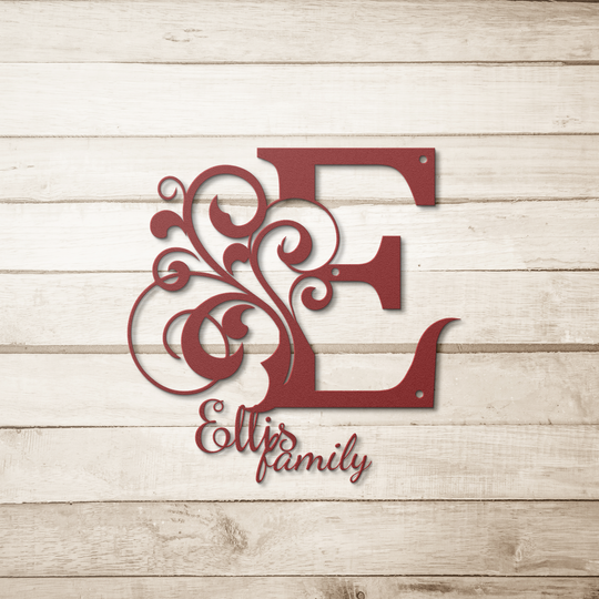E monogram Personalized Metal Sign - Family Name Wall Art