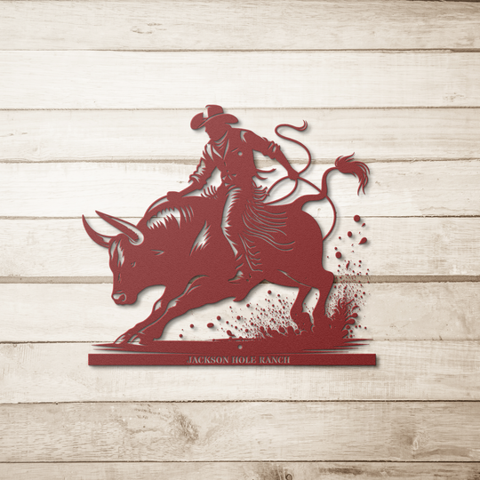 Ranch, Farm Metal Signs, address, with bull rider image