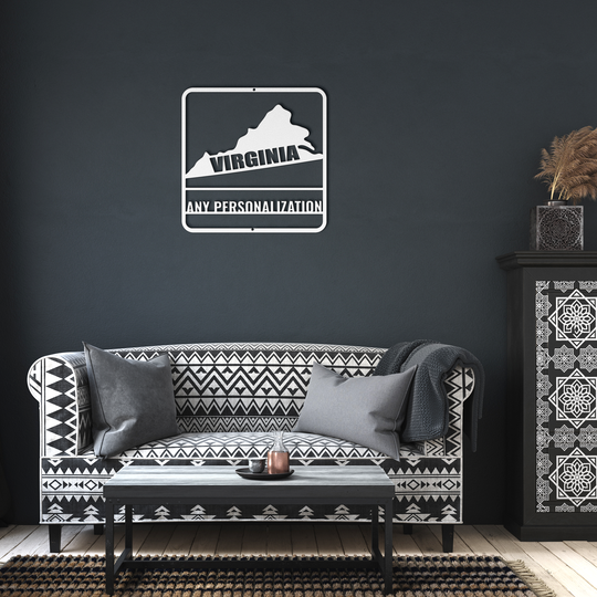 Custom Metal State Map Art - Virginia Wall Decor