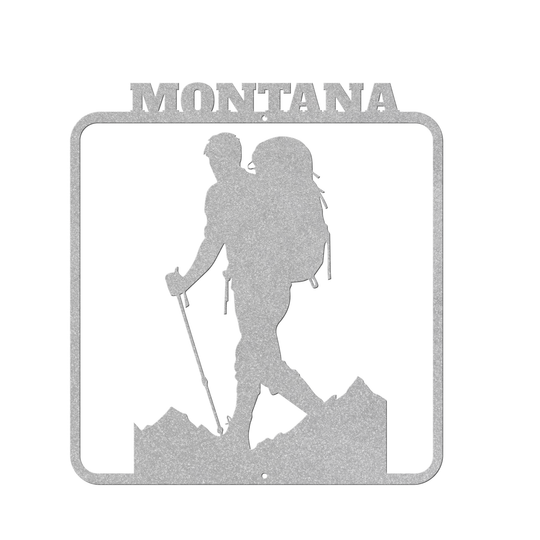 Adventure Metal Signs custom text with hiker image PERSONALIZED Wall Art AnywherePOD