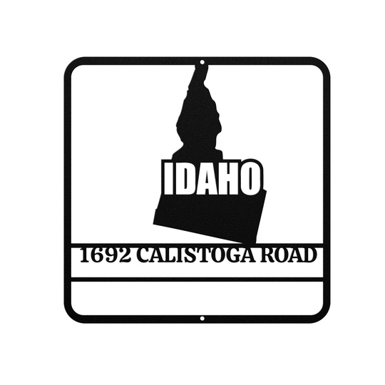 Idaho map Custom Metal Address Sign - Modern Outdoor Plaque