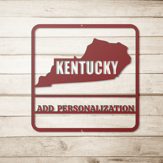 Die-Cut Metal Signs custom map of Kentucky PERSONALIZED