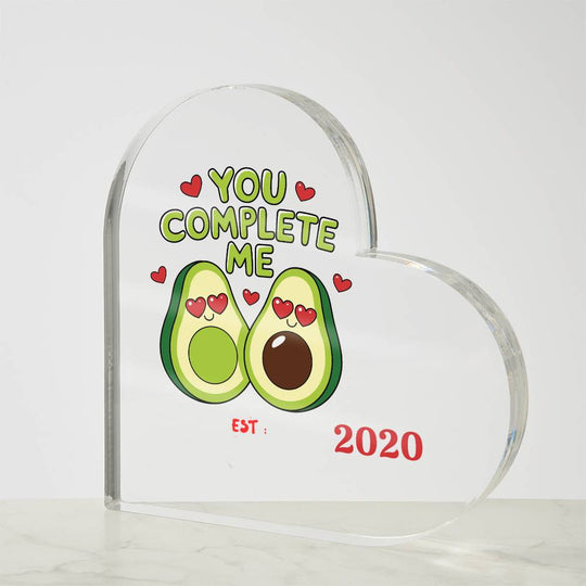 Funny avocado special occasion gift Acrylic Heart Plaque, personalized date or year