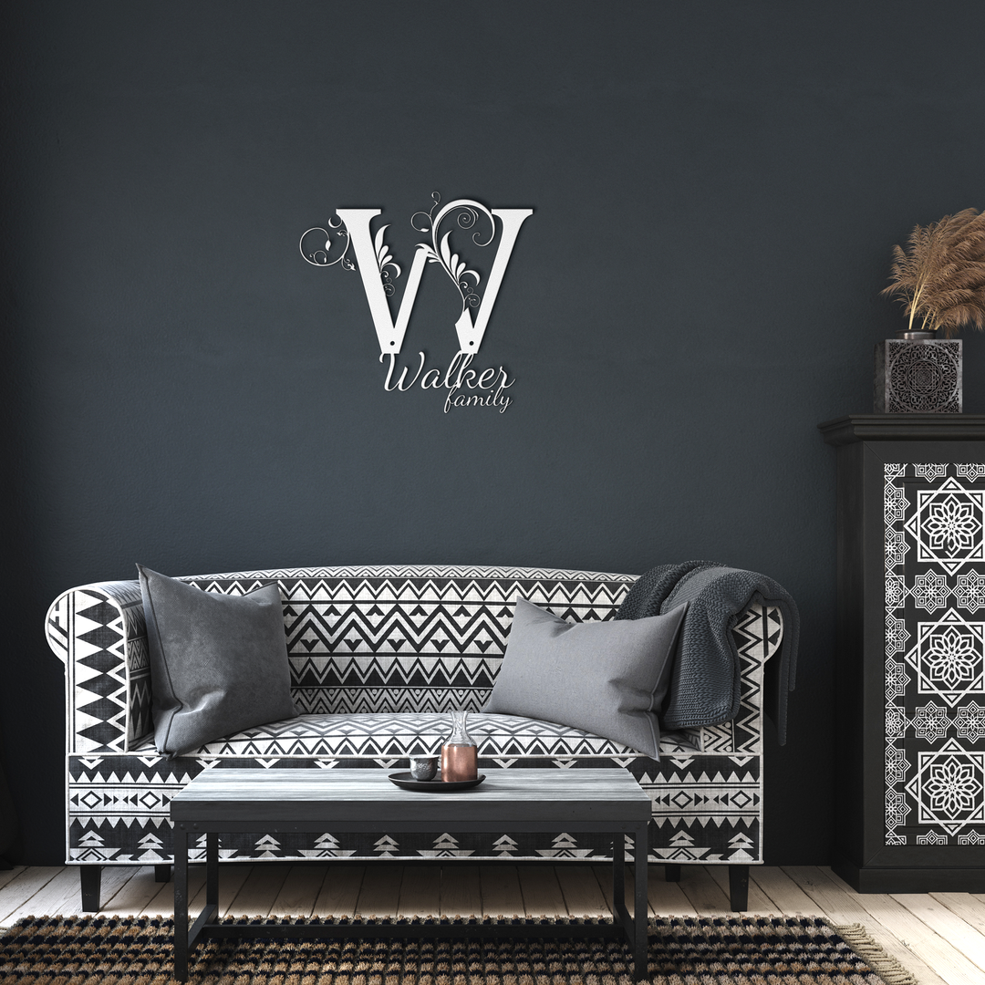 W monogram Personalized Metal Sign - Family Name Wall Art