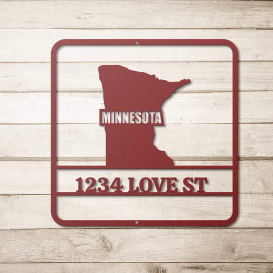 Die-Cut Metal Signs custom map of Minnesota PERSONALIZED