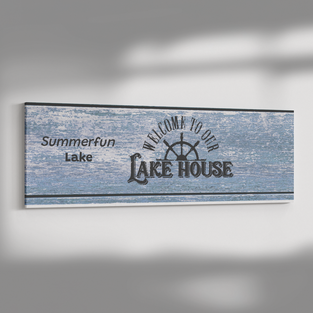 Panoramic Canvas personalized Lakehouse sign