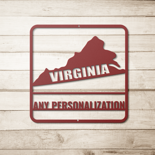 Custom Metal State Map Art - Virginia Wall Decor