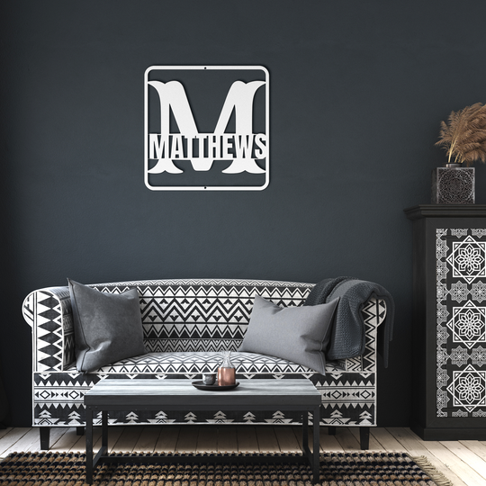 Custom Monogram Personalized M Family Name Sign, Modern Home Decor, Indoor & Outdoor Decor, Elegant Steel Wall Accent, Housewarming Gift - Tailored Wall Expressions