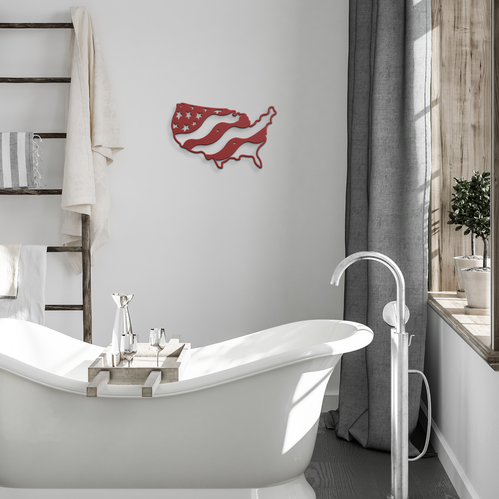 Metal USA Flag Wall Art - Patriotic Decor Steel Sign