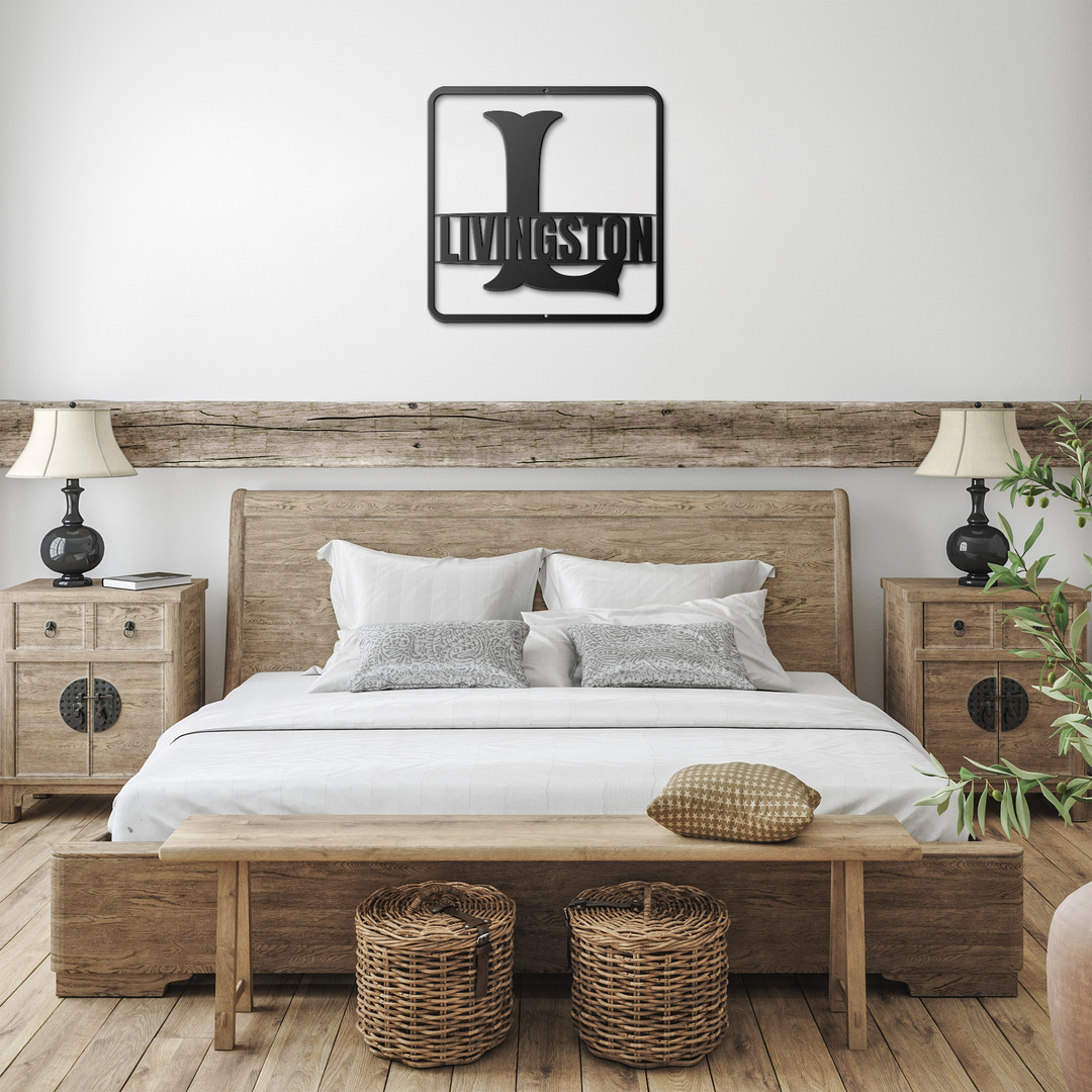 Split Monogram L - Personalized Metal Sign