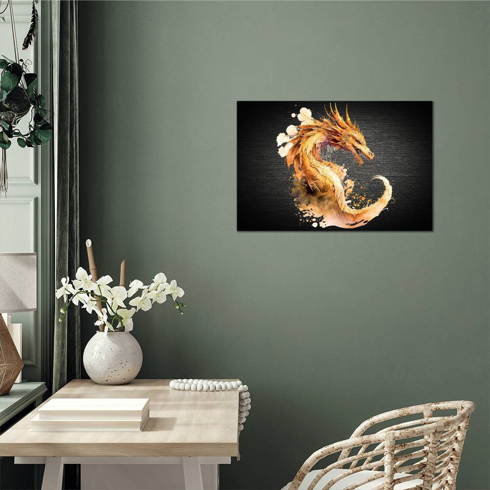 Dragon, Mythical Fantasy High Gloss Metal Art Print