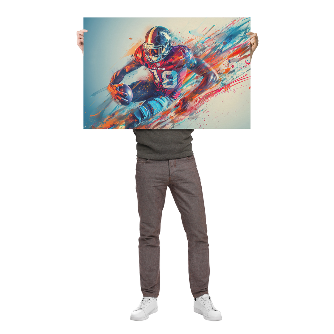 Poster: 36x24 watercolor abstract football player Wall Art AnywherePOD