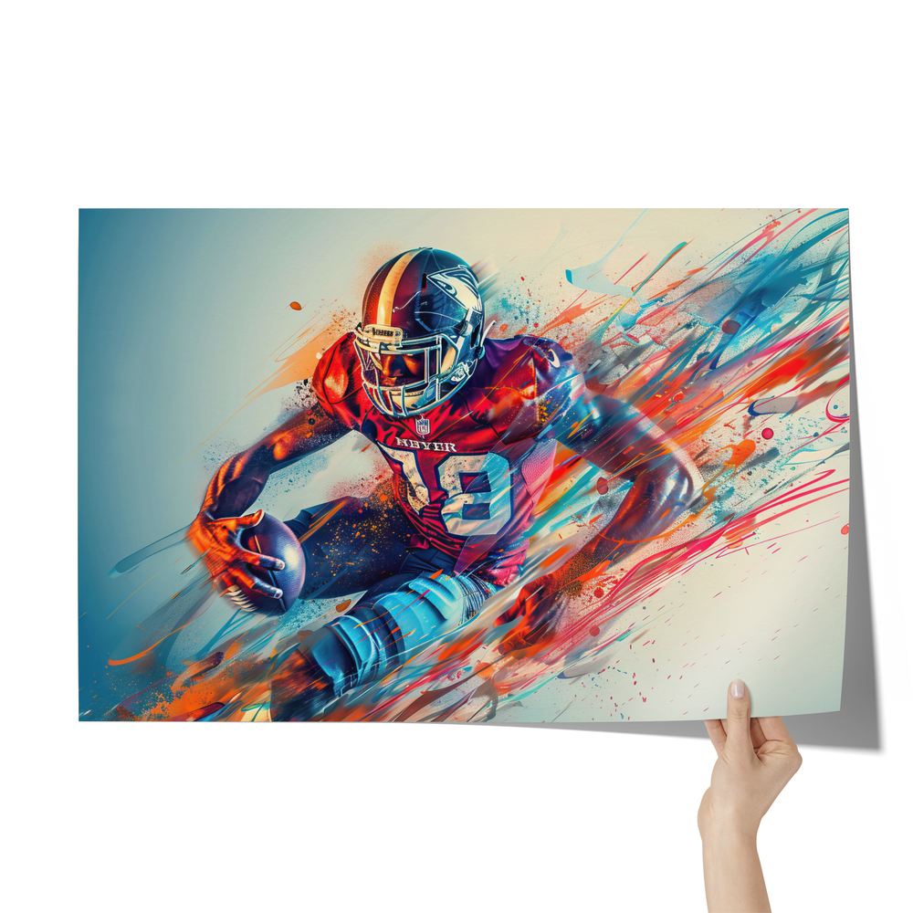 Poster: 36x24 watercolor abstract football player Wall Art AnywherePOD