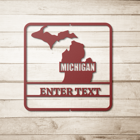 Die-Cut Metal Signs custom map of Michigan PERSONALIZED