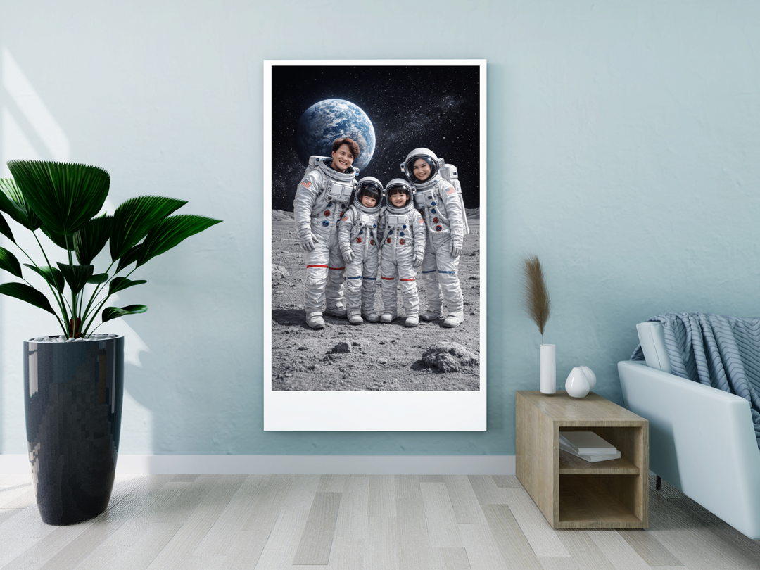 Custom Family Astronaut Portrait Canvas