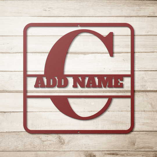 Die-Cut Metal Signs split monogram C