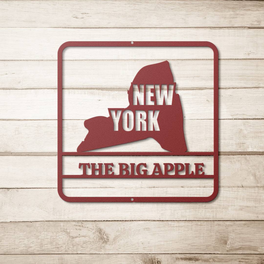 Die-Cut Metal Signs custom map of New York PERSONALIZED