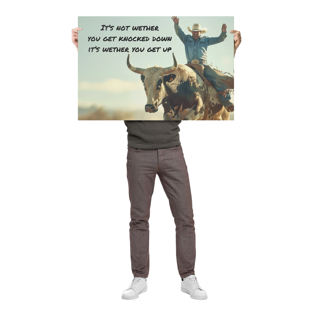 Poster: 36x24 Motivational, Bull Rider Wall Art AnywherePOD