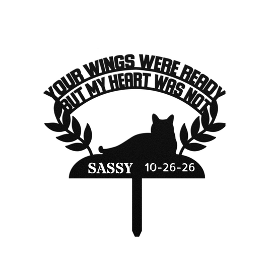 Personalized Cat Memorial Metal Sign – Wings Were Ready