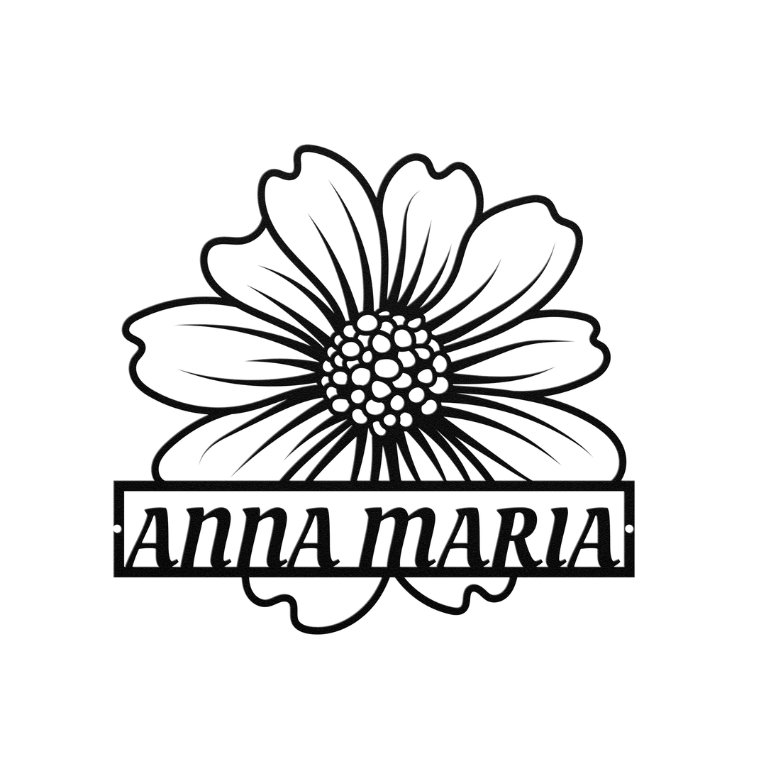 Personalized Steel Flower Metal Wall Art - Indoor/Outdoor