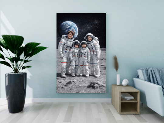 Custom Family Astronaut Portrait Canvas
