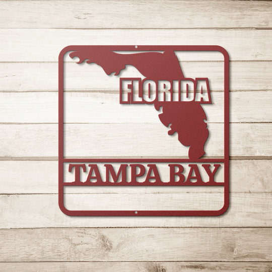 Die-Cut Metal Signs custom map of FLORIDA PERSONALIZED