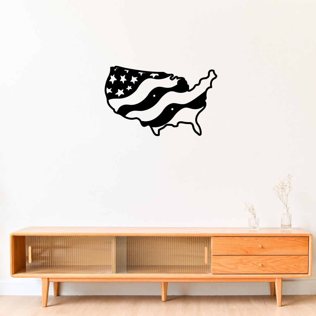 Metal USA Flag Wall Art - Patriotic Decor Steel Sign