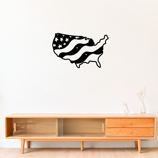 Metal USA Flag Wall Art - Patriotic Decor Steel Sign