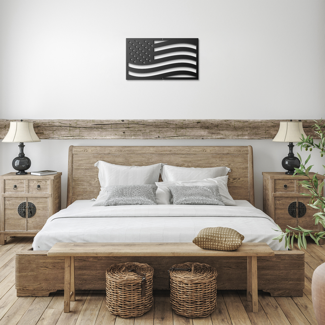 Die-Cut Metal Signs USA Waving Flag