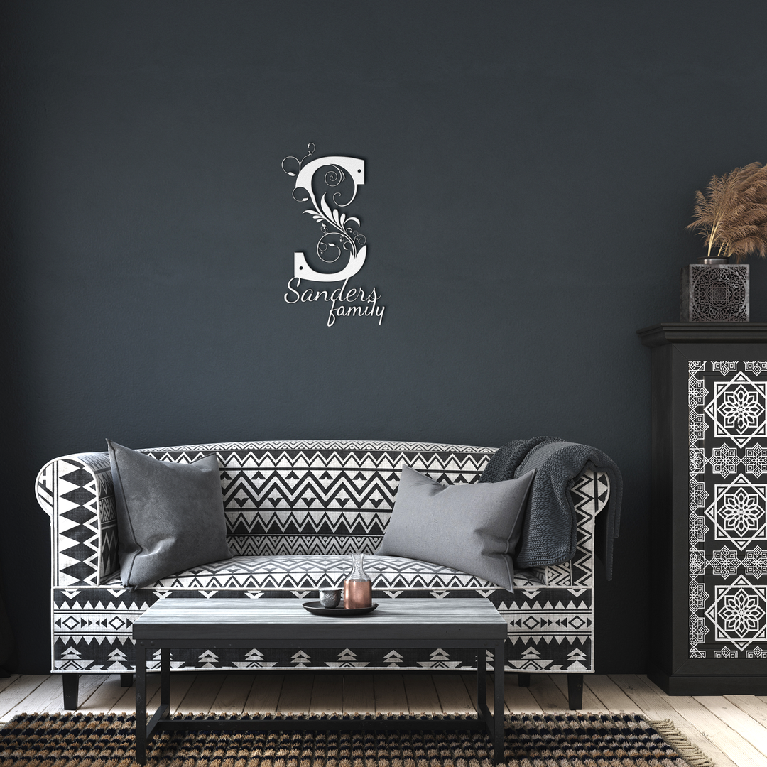 S monogram Personalized Metal Sign - Family Name Wall Art