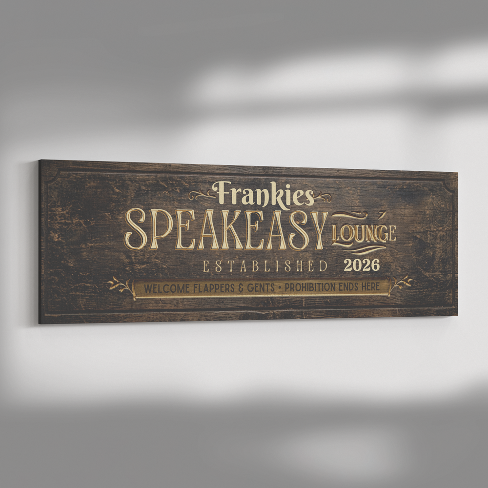 Personalized Speakeasy Lounge Canvas Sign - Vintage Home Decor
