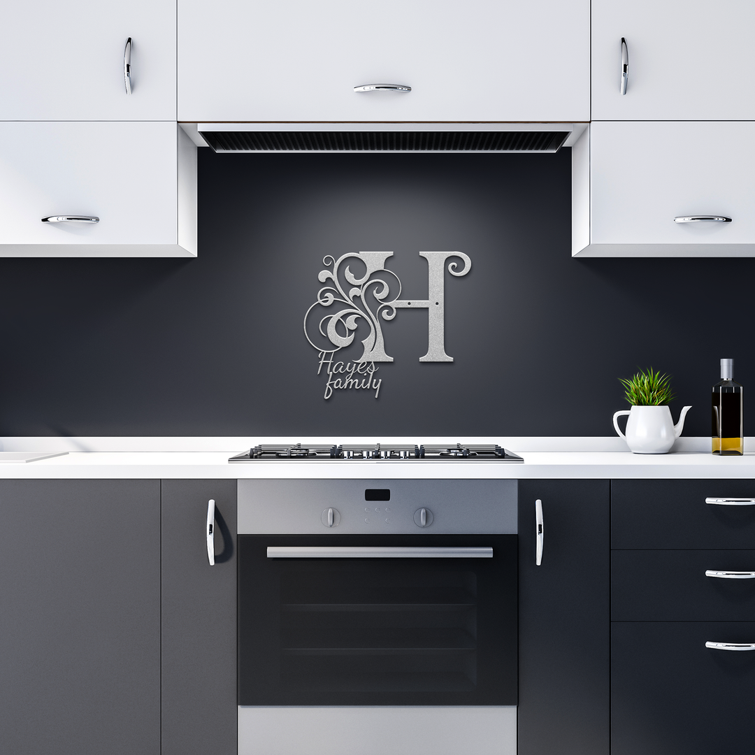 H metal monogram Personalized Metal Sign - Family Name Wall Art
