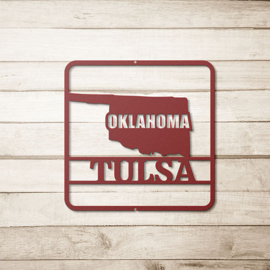 Oklahoma State Map Metal Wall Sign