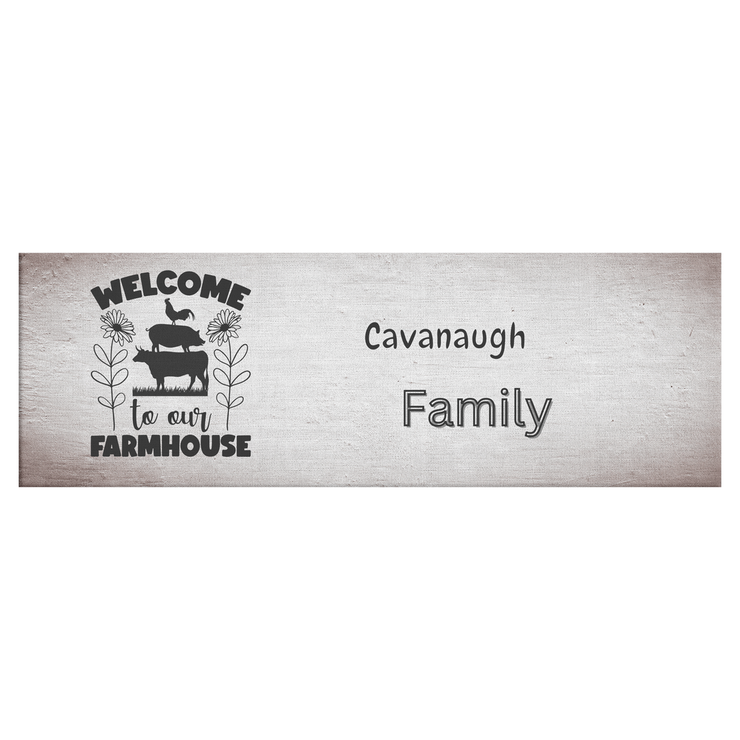 Farmhouse home decor Panoramic Canvas personalized family farm sign Canvas AnywherePOD 12x36 .75