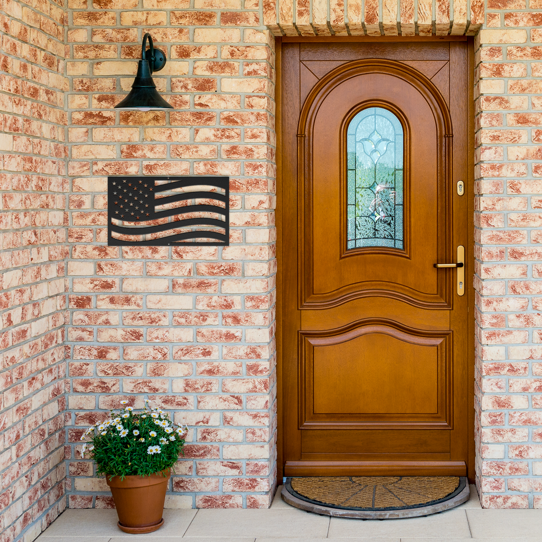 Die-Cut Metal Signs USA Waving Flag