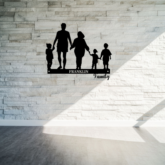Personalized Family Silhouette Metal Sign
