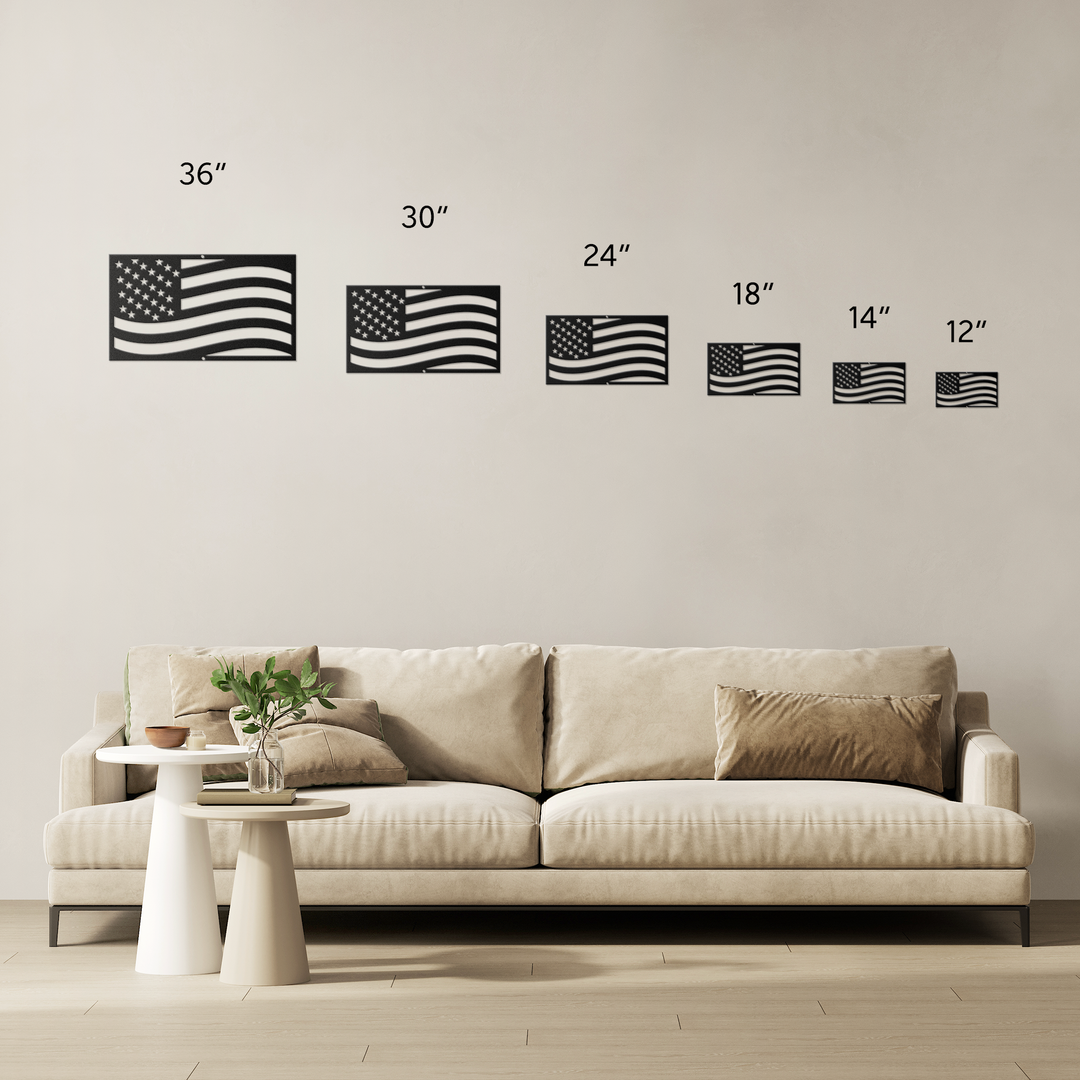 Die-Cut Metal Signs USA Waving Flag