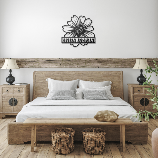 Personalized Steel Flower Metal Wall Art - Indoor/Outdoor