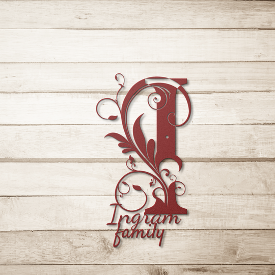 I metal monogram Personalized Metal Sign - Family Name Wall Art