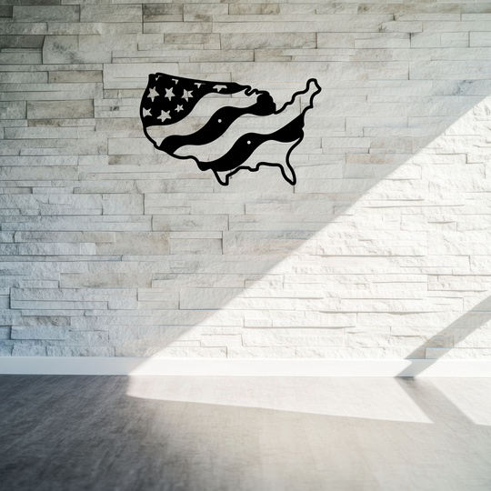 Metal USA Flag Wall Art - Patriotic Decor Steel Sign