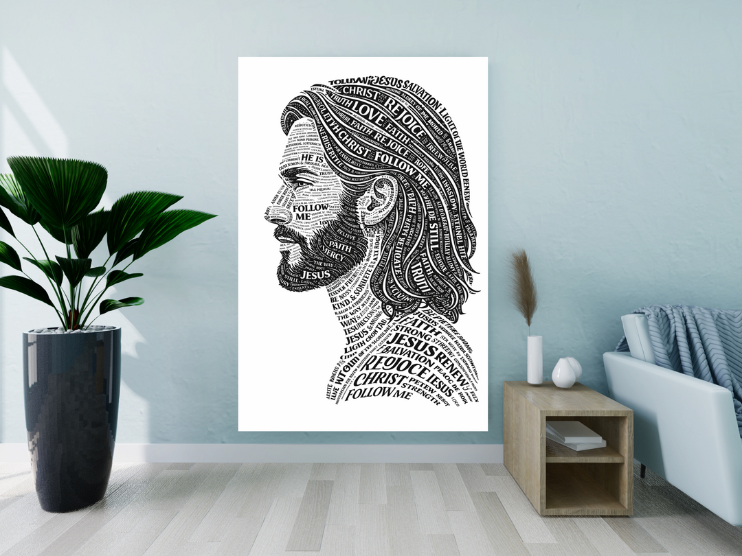 Jesus Typography Religious Canvas Art for Inspiring Spaces - Tailored Wall Expressions