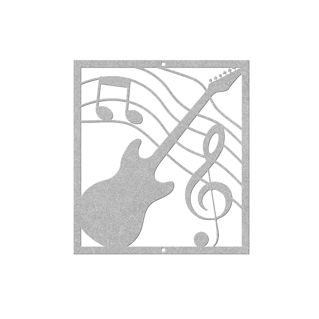 Guitar Themed Metal Wall Art - Indoor Outdoor Music Decor