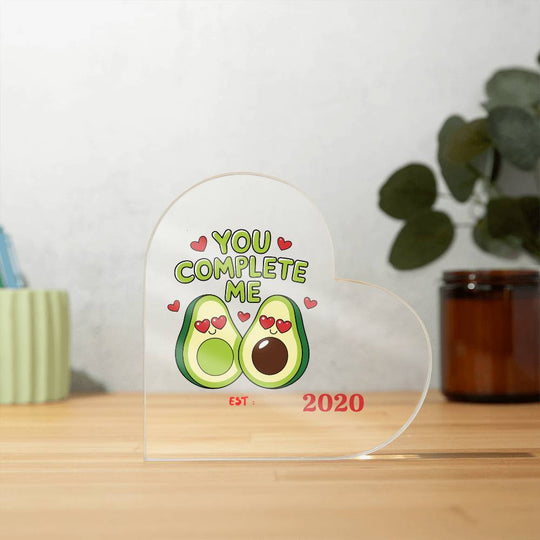 Funny avocado special occasion gift Acrylic Heart Plaque, personalized date or year