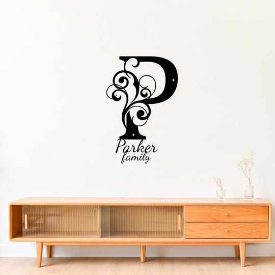 P monogram Personalized Metal Sign - Family Name Wall Art